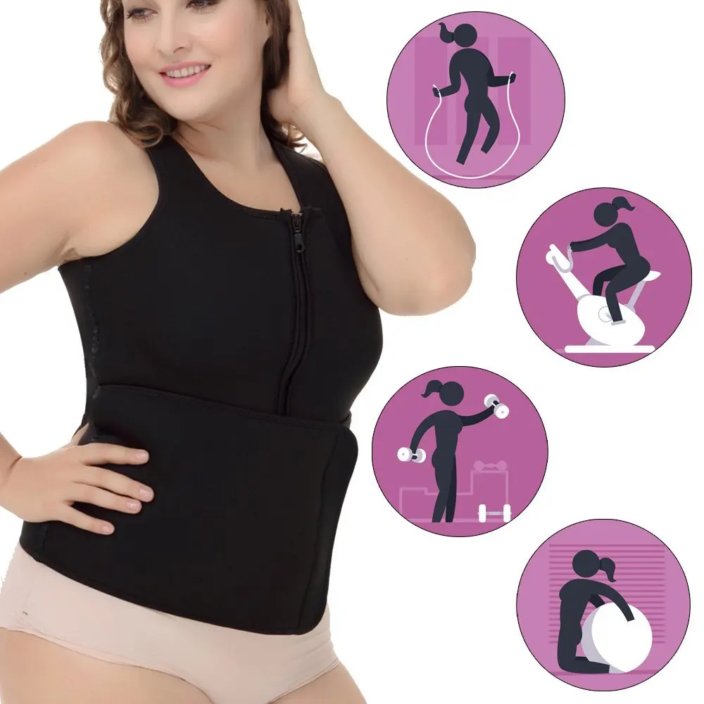 

PRAYGER Plus Size 5xl Sauna Shapers Women Neoprene Sweat Corset Control Wasit Tops Slimming Fit Body Building Shaper