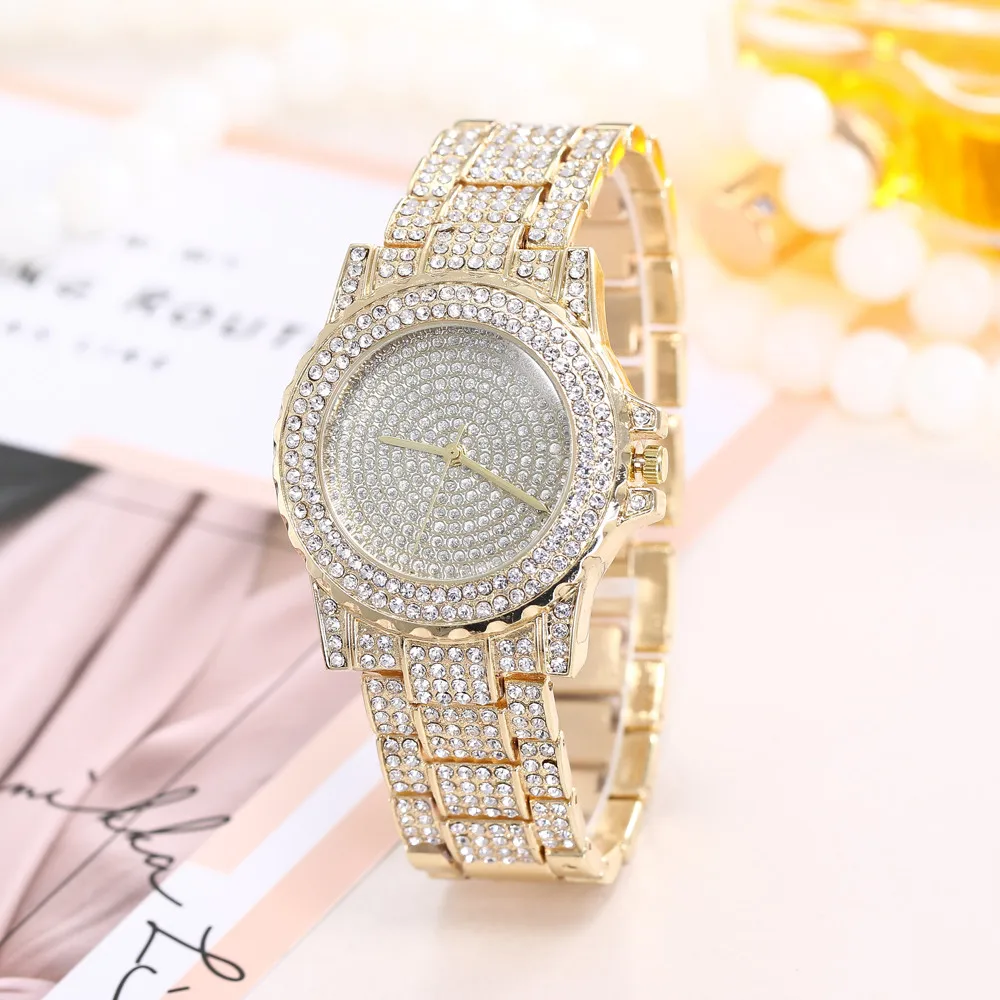 

Watch Women Luxury 2019 Diamond Fashion Rhinestone Stainless Steel Band Analog Quartz Round Wrist Watch Ladies Bracelet Watches