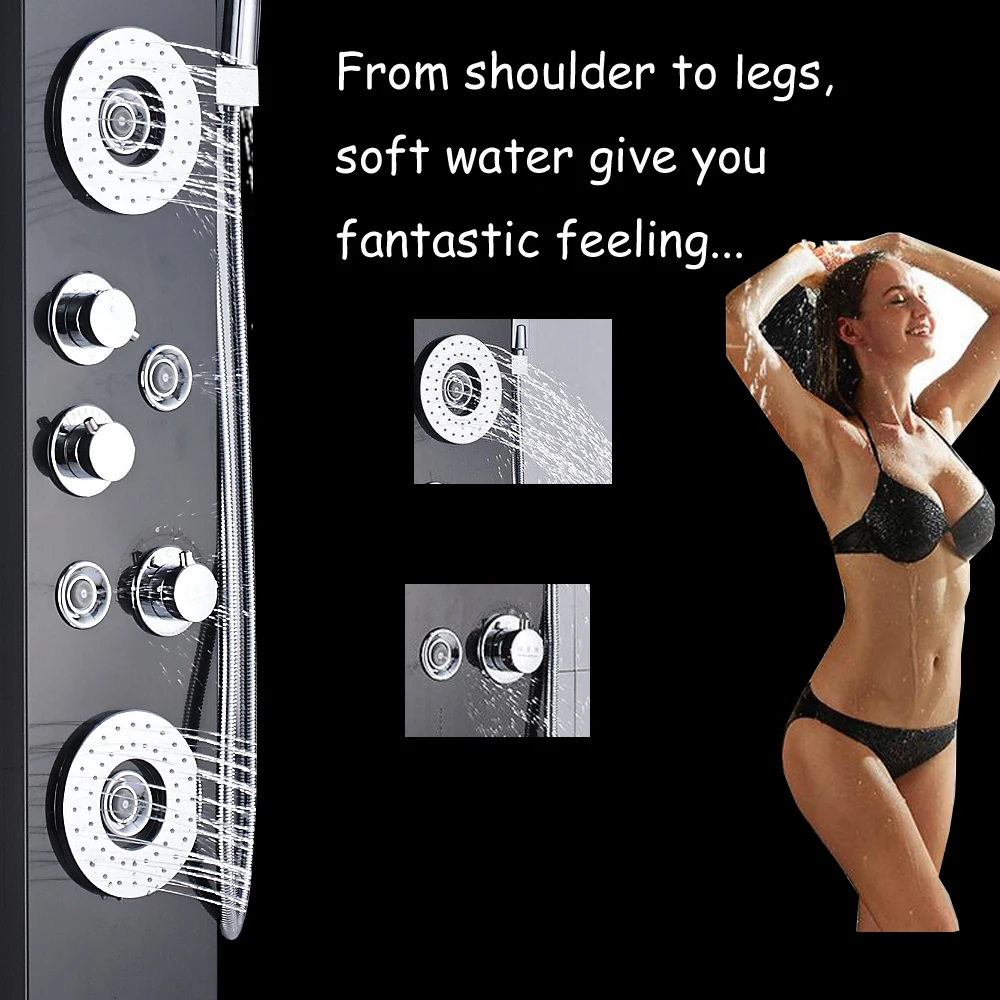 LED-Head-Sprayer-Nickel-Brushed-Waterfall-Shower-Panel-Black-Bathroom-ShowerTowel-Faucet-Shower-Panel-Column-With (2)