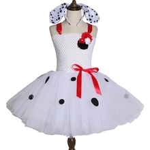 Далматинское платье-пачка для девочек фатиновое праздничное платье в горошек для девочек на день рождения Детские костюмы на Хэллоуин платье для девочек с изображением собаки