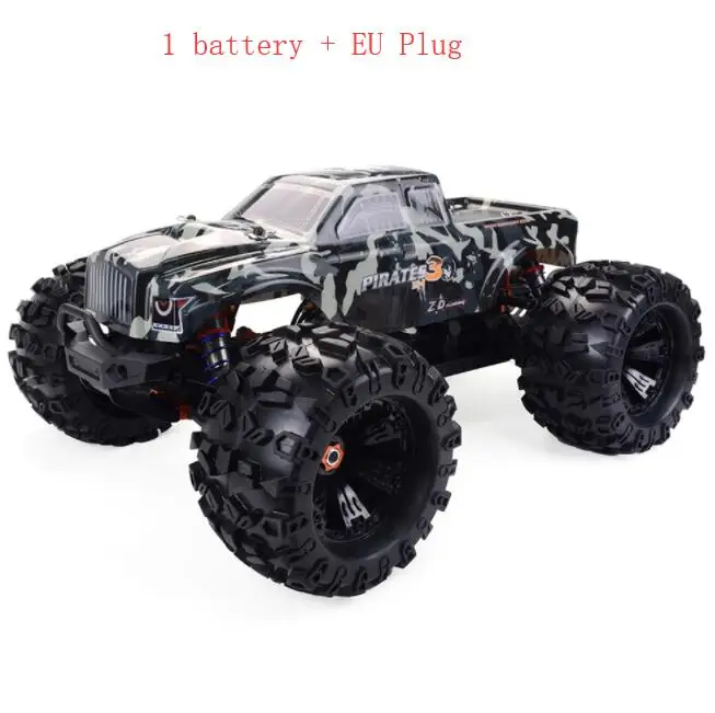 ZD Racing MT8 пирата 3 RC Monster Truck автомобильных 1/8 RTR регулируемый амортизатор 4-Каналы RC автомобиль 120A бесщеточный Водонепроницаемый ESC - Цвет: 1 battery EU Plug