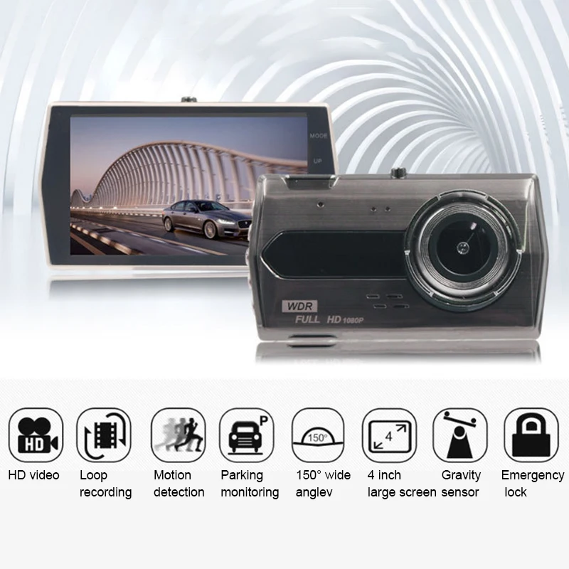 Автомобильная камера TOSPRA 4 дюйма Full HD 1080 двойной объектив передняя и задняя