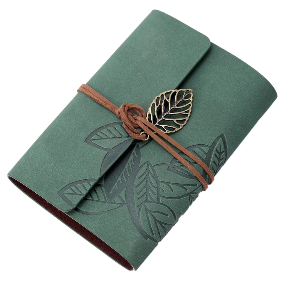 

Notebook memo pad diary book Leather PU Mobile sheets Cordon Vintage 90 Pages green