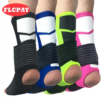 1 Paar Sport Ademend Enkel Ondersteuning Protector Verstelbare Bandage Enkelbrace Pad Bescherming Elastische Voetbal Brace Guard Ondersteuning