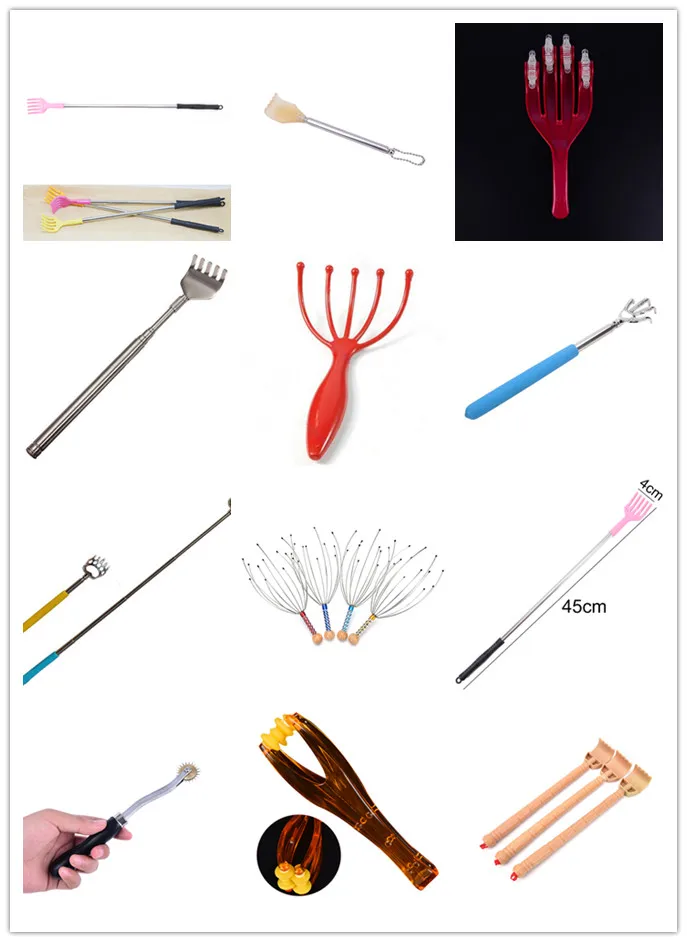 Back Scratcher Telescopic Pocket Scratching Massager Handy Stainless Steel/Plastic/bamboo Pen Clip Bear Claw Back Scratcher