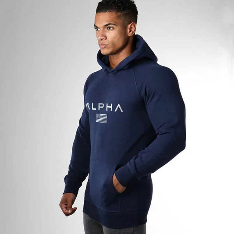 Tanie Mężczyźni marka dla kulturystów bluzy dorywczo moda bawełniana bluza siłownie Fitness Workout bluza z kapturem topy męskie odzież sportowa