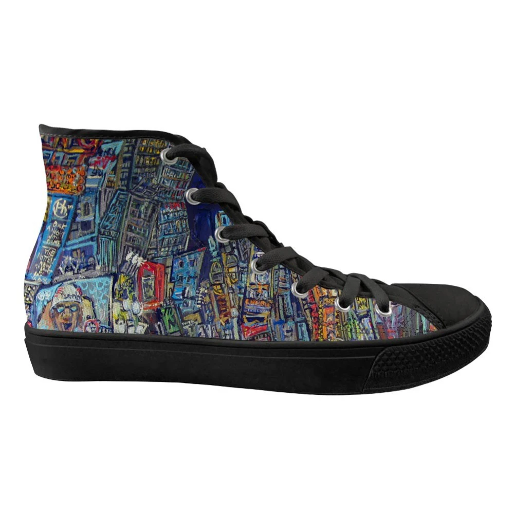 

Customized Men Canvas Shoes Breathable Spring High Top Casual Shoes Man's Vulcanize Shoes Painting Art 3D Print Flats Sneakers