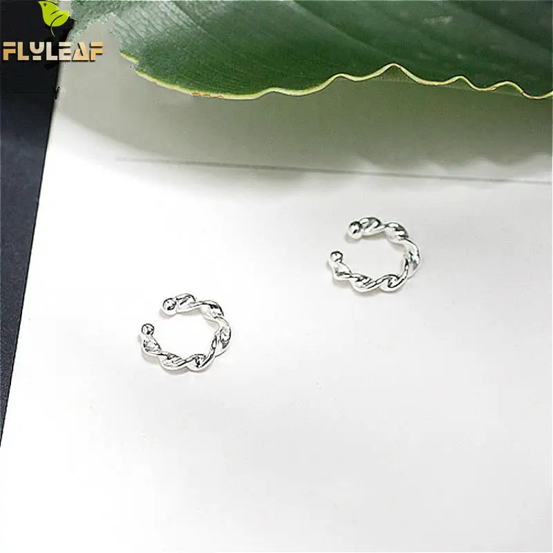 

Flyleaf 925 Sterling Silver Distortion Clip Earrings Without Piercing For Women Personality Simple Fashion Jewellery