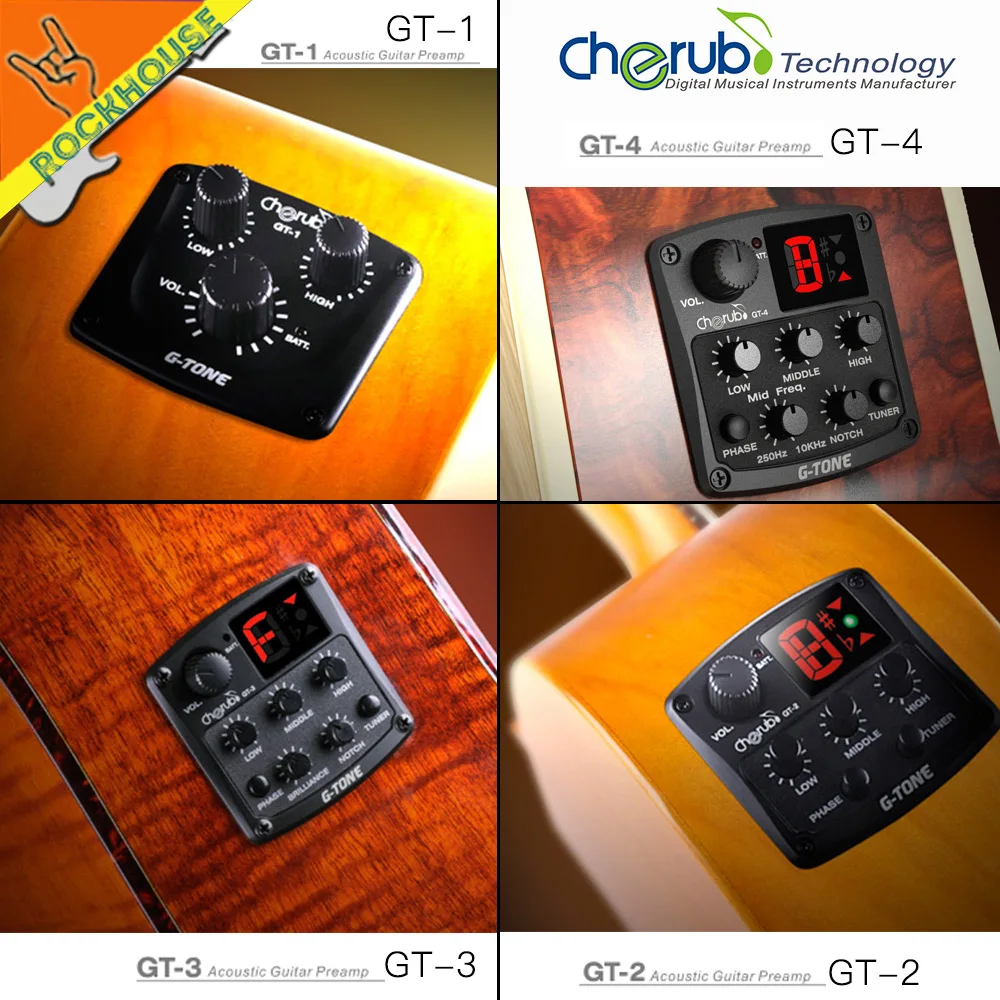 

NEW Cherub Folk guitar 4 Band EQ Acoutsic guitar Equalizer with built-in tuner Phaser mid-frequency notch effect free shipping