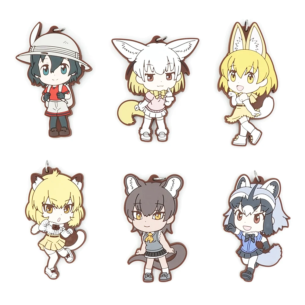 

Kemono Friends Anime Serval Fennec Araiguma Strap Rubber Keychain