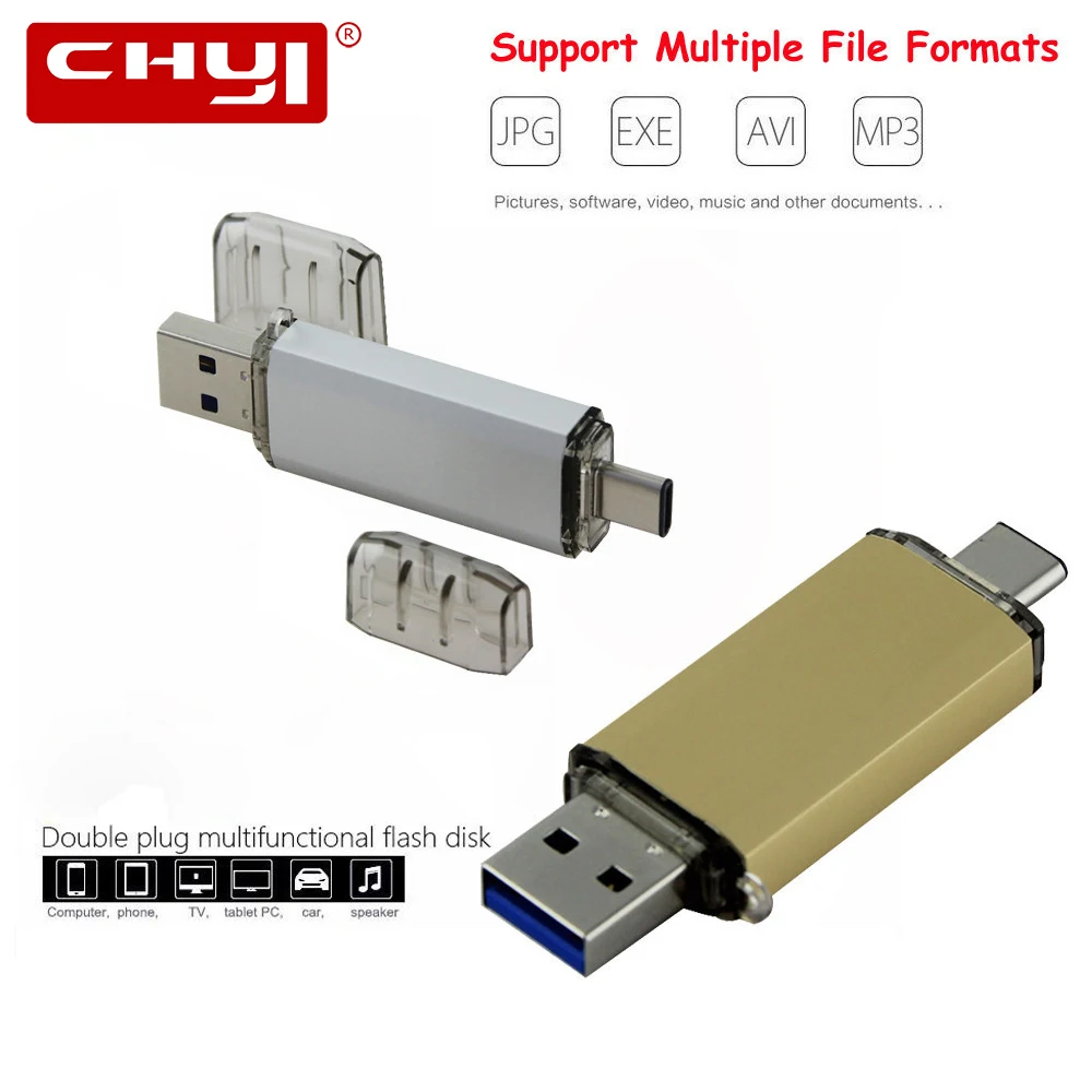 CHYI 2 in 1 Type C USB 3 0 Flash Drive 16GB 32GB 64GB 128GB Mini