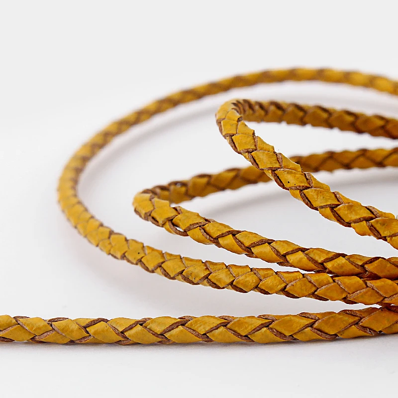 

1meter 3mm Bolo Weaved Braided Round Genuine Leather Cord For Bracelet Jewelry Findings Rope Material Bijoux
