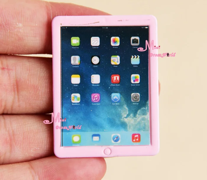 

Dollhouse Miniature 1:6 Toy Metal Big Screen Pink Mini Laptop Length 3.9cm For Dolls Toy 1/6 Dolls house Accessories