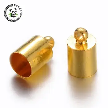 

50pcs Nickel Free Golden Tone Brass Cord Ends DIY Bracelet Jewelry Making Column about 9.5x6mm 5.5mm inner diameter hole 1.2mm
