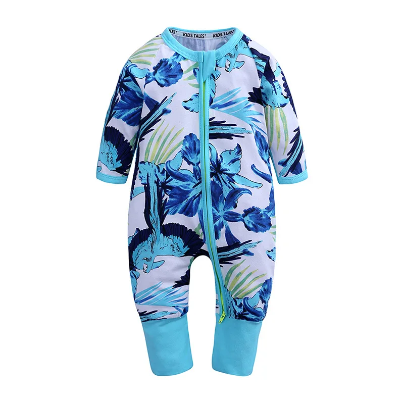 Zipper Baby Boys Rompers Fashion Floral Infant Outfits Spring Autumn