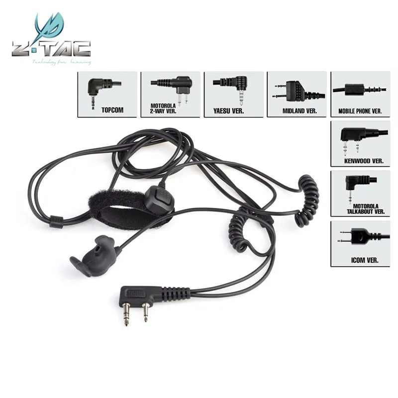 

Z-tac Tactical In-Ear Military Earphone Microphone Peltor Bone Conduction Headset With PTT Combo Available For Baofeng Z010