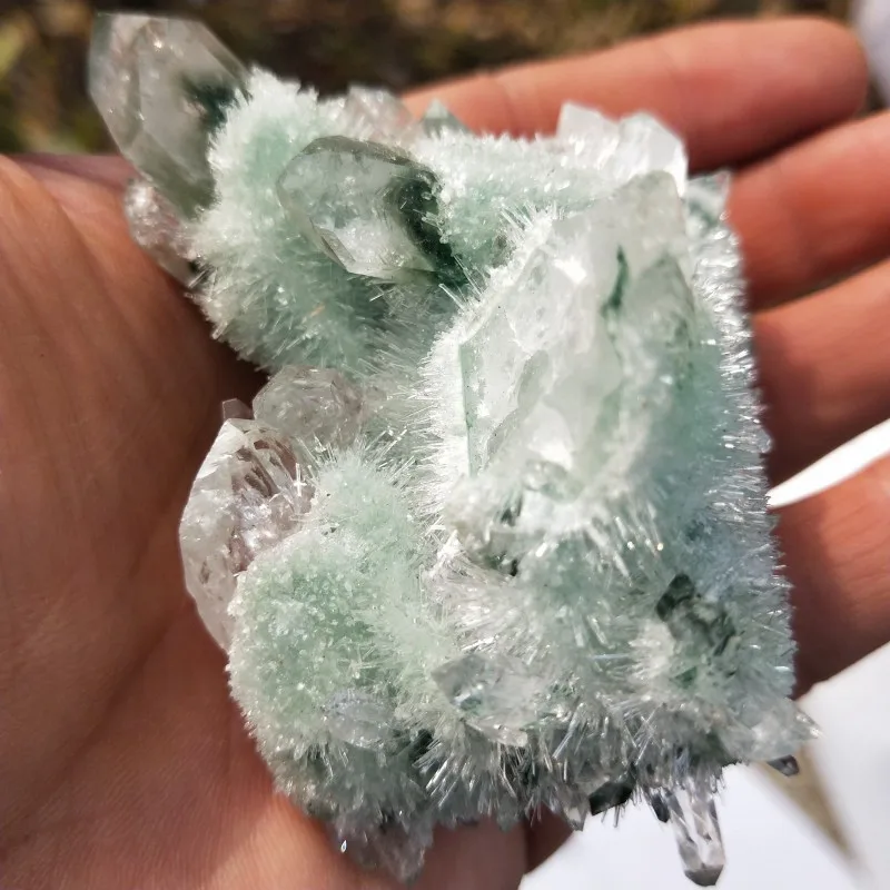 150-250 г натуральный призрак Рок Зеленый фантомный Кристалл кластер необработанный кварцевый камень исцеляющий для рукоделия украшения дома