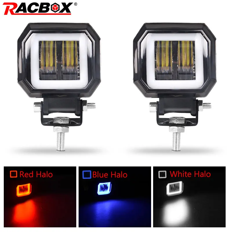 Tanie 3 Cal 7D obiektyw 12V 24V wodoodporny kwadratowy okrągły LED oczy anioła działają światła przeciwmgielne Bar Offroad samochód łódź motocykl SUV ATV UTV UAZ MPV