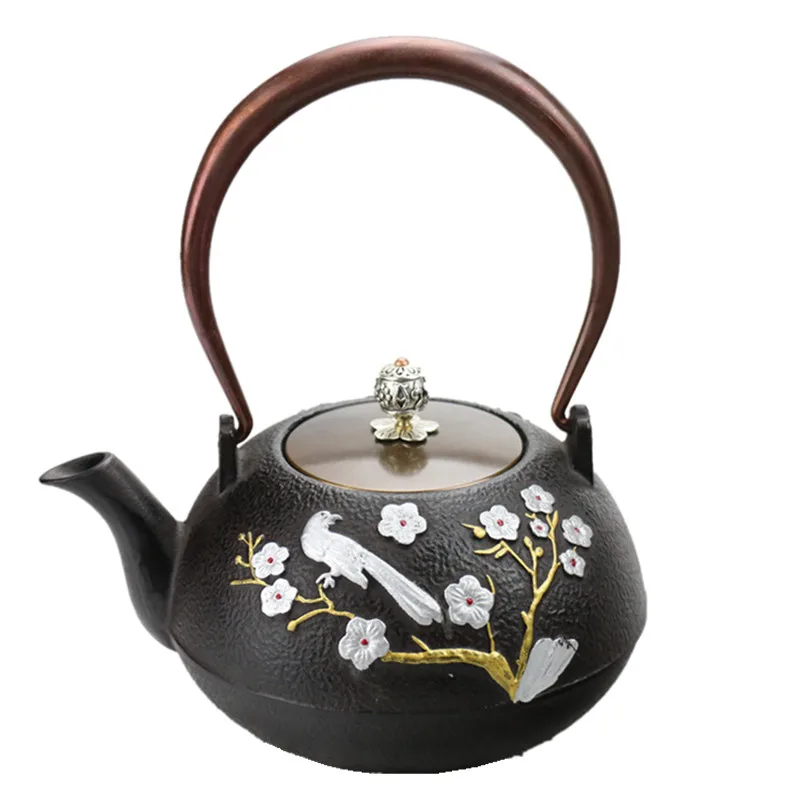 1.2L Южная Япония литой железный чайник расписанный вручную Павлин кунг-фу чайник металлическая посуда