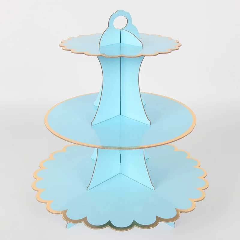 3 яруса DIY бумажная подставка для десерта и кексов, держатель для хранения конфет, стойка для хранения, для свадьбы, дня рождения, вечеринки, торта, витрина, Сервировочные инструменты - Color: blue
