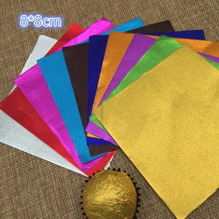 

8*8cm 1000Pcs/Lot 3.14"x3.14" Fine Grain Silver Paper For Chocolates Sweetmeats Sweet Package Paper Multi Colored Foil Wrapper