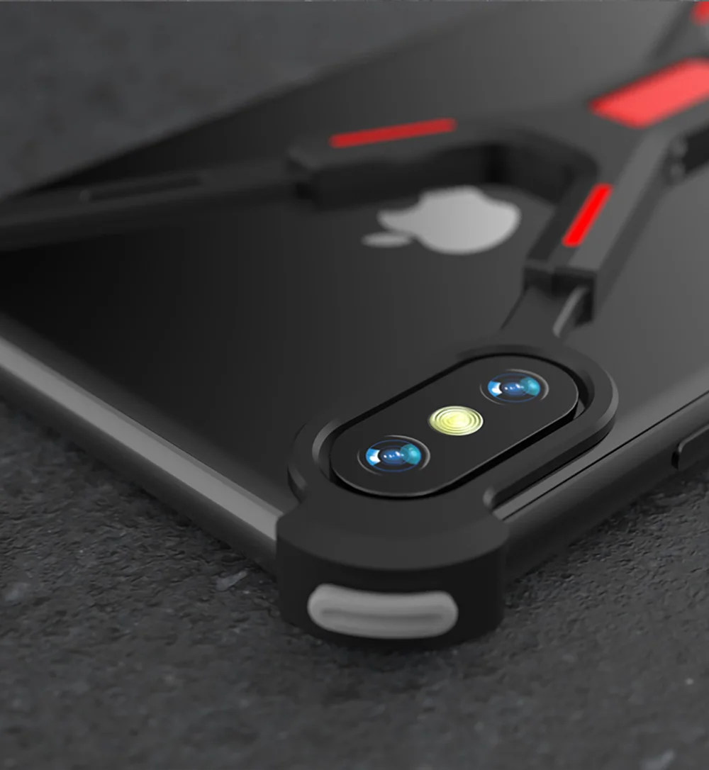 Для Apple iphone X XR XS MAX чехол Роскошный 3D Жесткий Алюминиевый металлический каркас кольцо держатель Броня защитный задний бампер