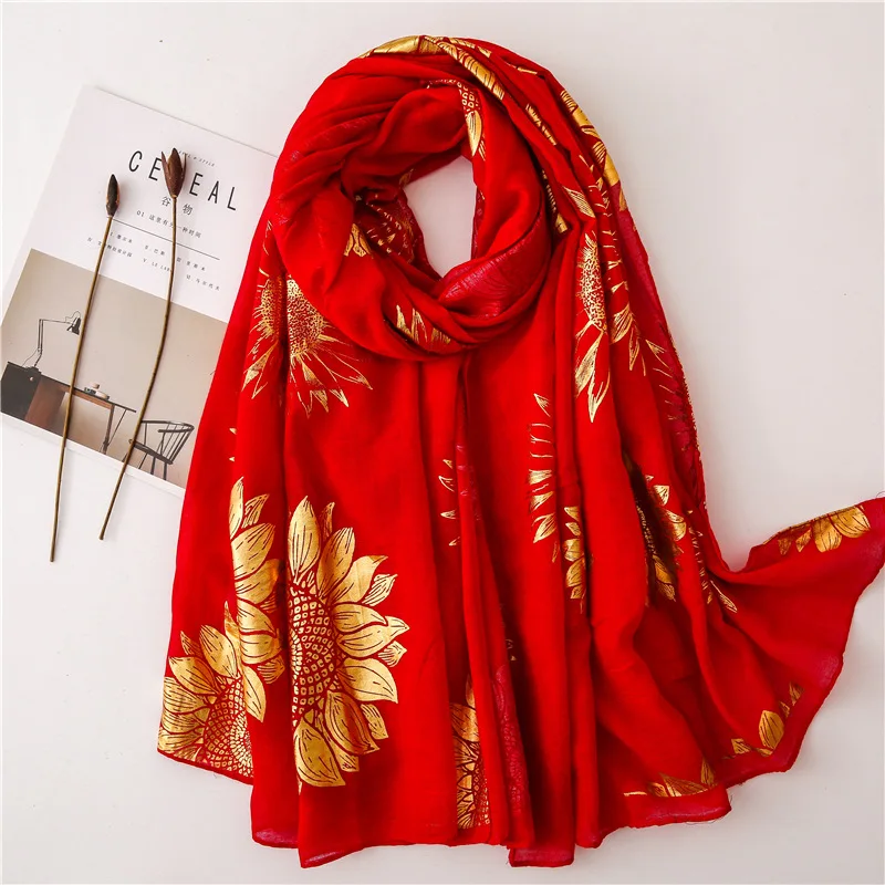 

Women Fashion Gold Glitter Floral Shimmer Viscose Shawl Scarf Plus Size Plain Red Warm Wrap Pashmina Stole Muslim Hijab Sjaal