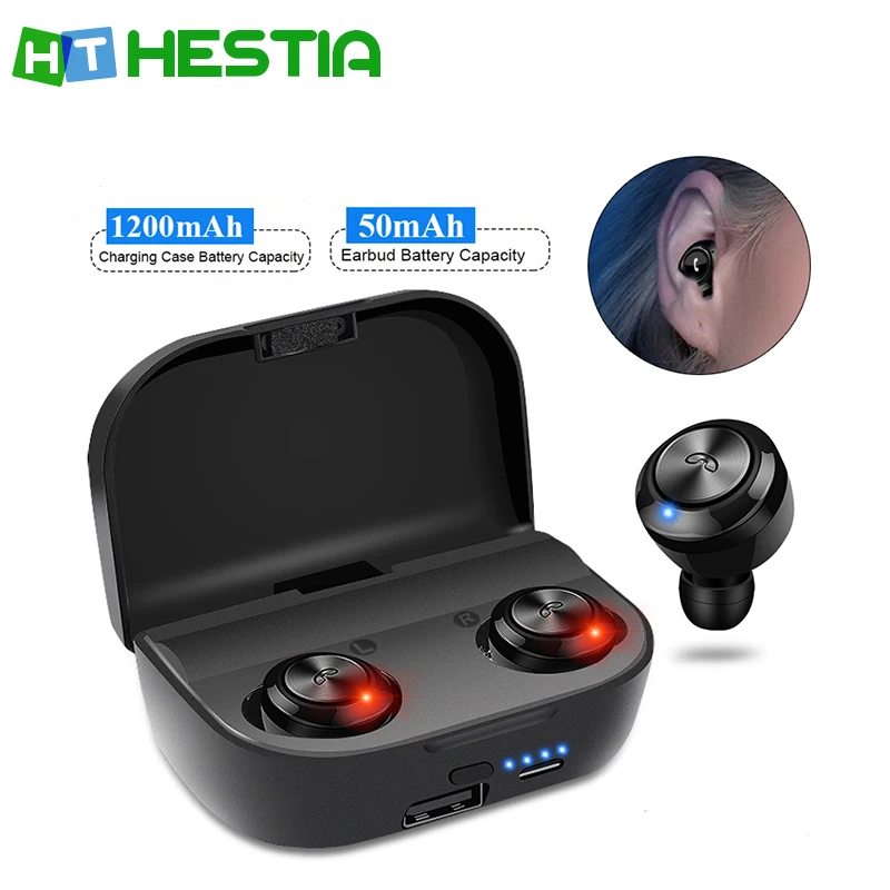 

TWS Bluetooth Earphone Sport Wireless Running Headphones Noise Cancelling Cordless Earbuds Powerbank Hifi Sound Headset with Mic