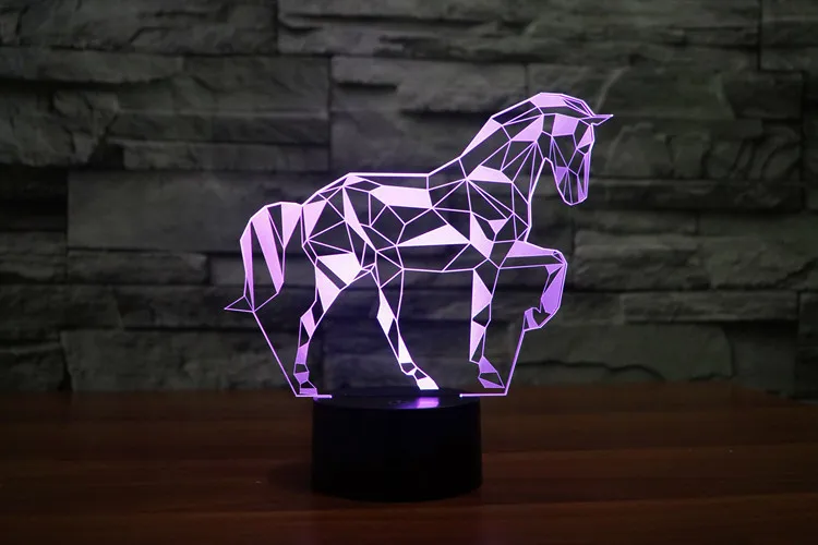 

Jigsaw Horse Puzzle LED Night Light Action Figure 7 Colors Touch Table Decoration Light Optical Illusion Model