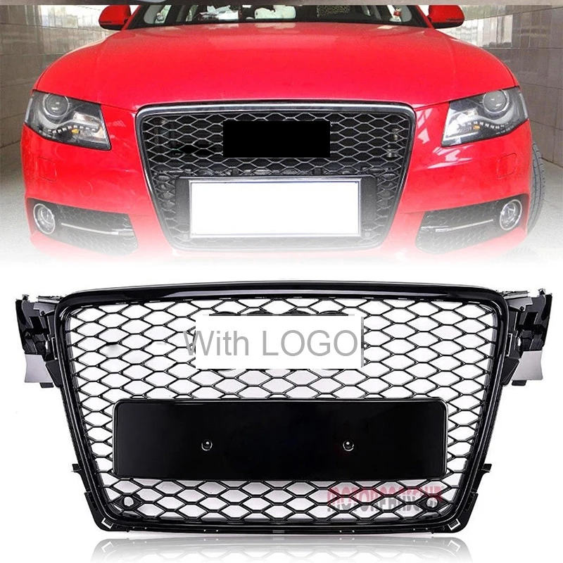 Car Racing Grille For Audi A4 B8 Grill 2009-2012 S4 RS4 Style Chrome Emblems Cover Radiator Front Bumper Black Mesh Honeycomb Car Racing Grille For Audi A4 B8 Grill 2009-2012 S4 RS4 Style Chrome Emblems Cover Radiator Front Bumper Black Mesh Honeycomb