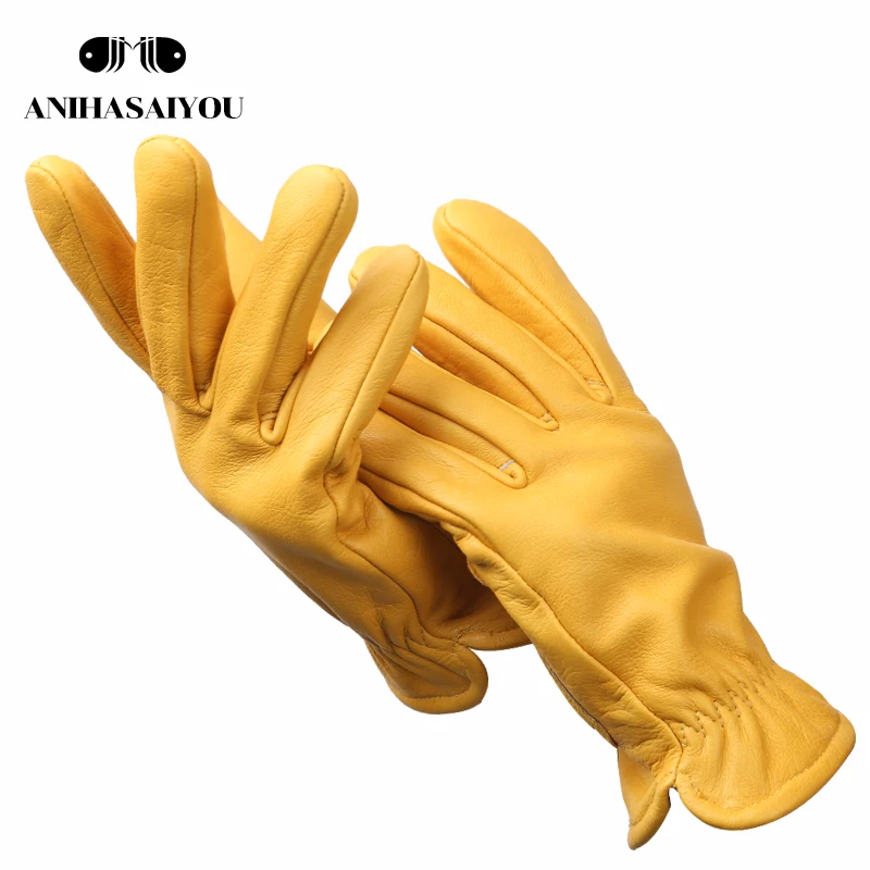 Высококачественные мужские перчатки, зимние мужские перчатки из воловьей кожи, износостойкие кожаные мужские перчатки, мотоциклетные перчатки Halle-NP01