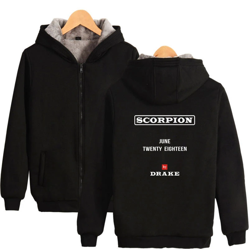 

UplzCoo 2018 Rapper Drake Scorpion Hoodies Men Women Winter Zip Up Thick Sweatshirts Drake Print New Album Tracksuits 4XL JA082