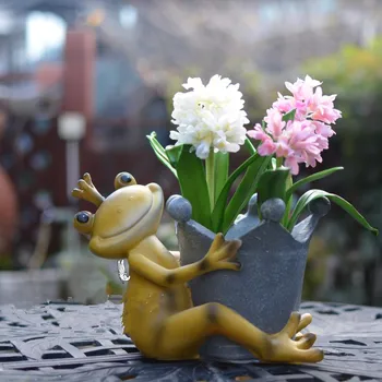 

Resin Frog Flower Pot Plant Crown Planter Bonsai Garden Animal Decoration