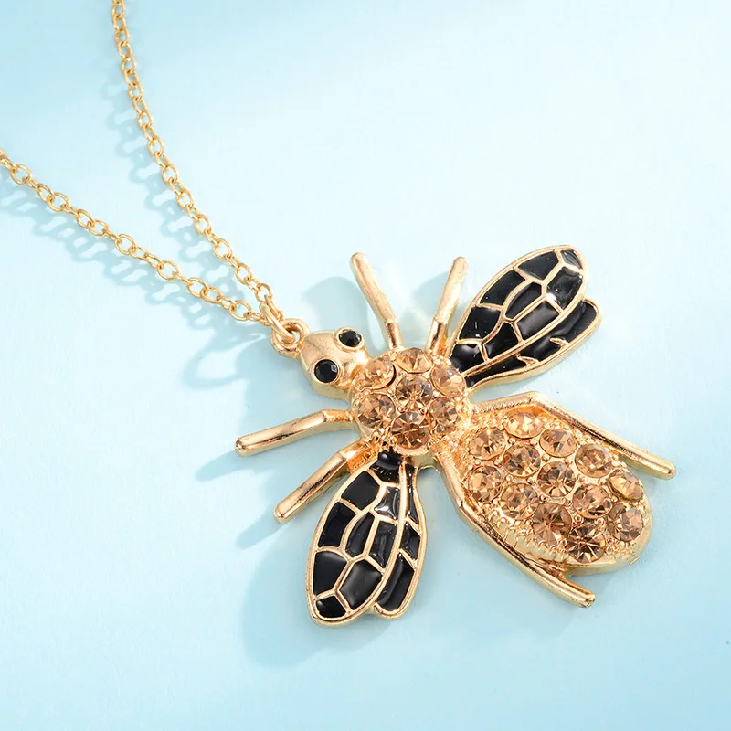

Shineland New Design Bee Pendant Long Necklaces Women Fashion Sweater Chain Necklaces Female Accessories collar mujer N50