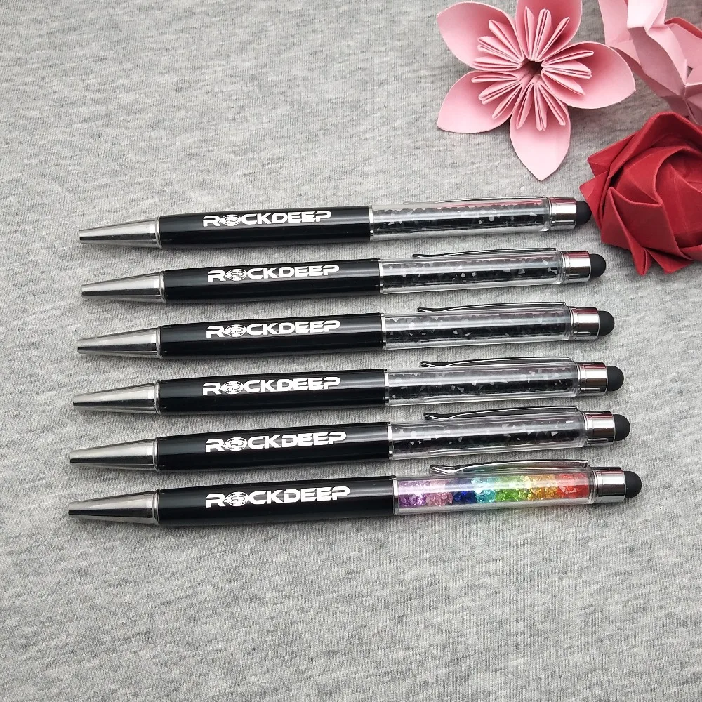 

Stylus touch pen + Promotional logo Metal Pens for company events custom free with any logo text better in 2 lines 3-10 letters
