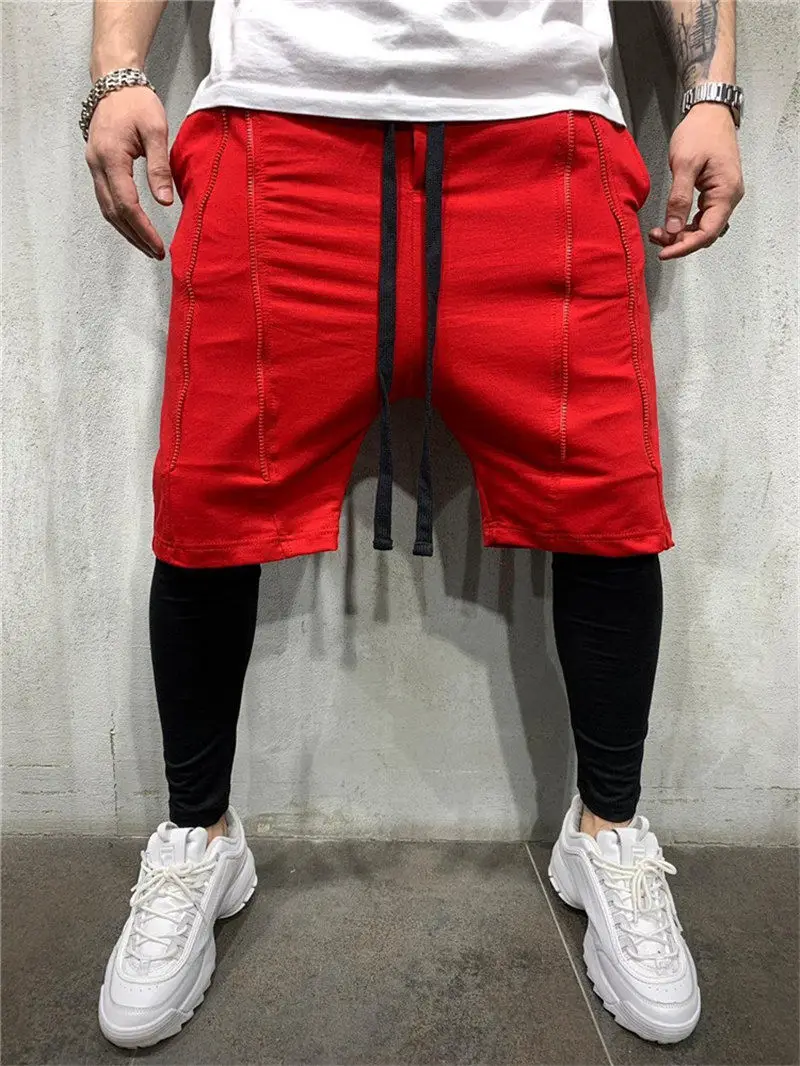 GITF мужские s 2 в 1 фитнес мужские шорты для бега спортивные шорты быстросохнущие тренировочные спортивные шорты для спортзала бегунов короткие штаны - Цвет: red