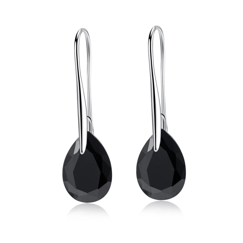 

New Arrivals Black/White Big CZ Cubic Zircon Teardrop White Gold Color Dangle Drop Earrings Fashion Jewelry Bijox for Women Lady