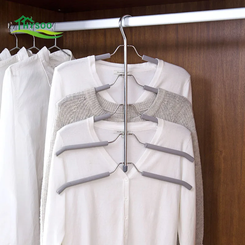 

Multi - layer sponge anti - slip hanger clothing support multi - functional clothing hanging home with space - saving hangers