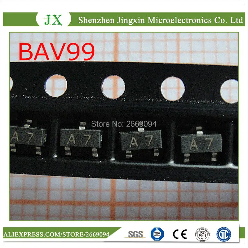 

100-3000PCS free shipping BAV99 BAV Diodes - General Purpose, Power, Switching 70V 200mA A7 SOT23-3