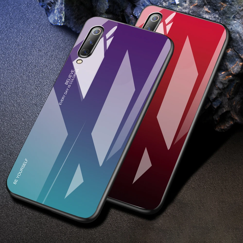 

Colorful Tempered Glass Case For Xiaomi Redmi Note 7 6 5 Pro 6A 5 Plus Mi8 Mi9 Mi 8 9 Lite Gradient Phone Case Back Cover Bumper