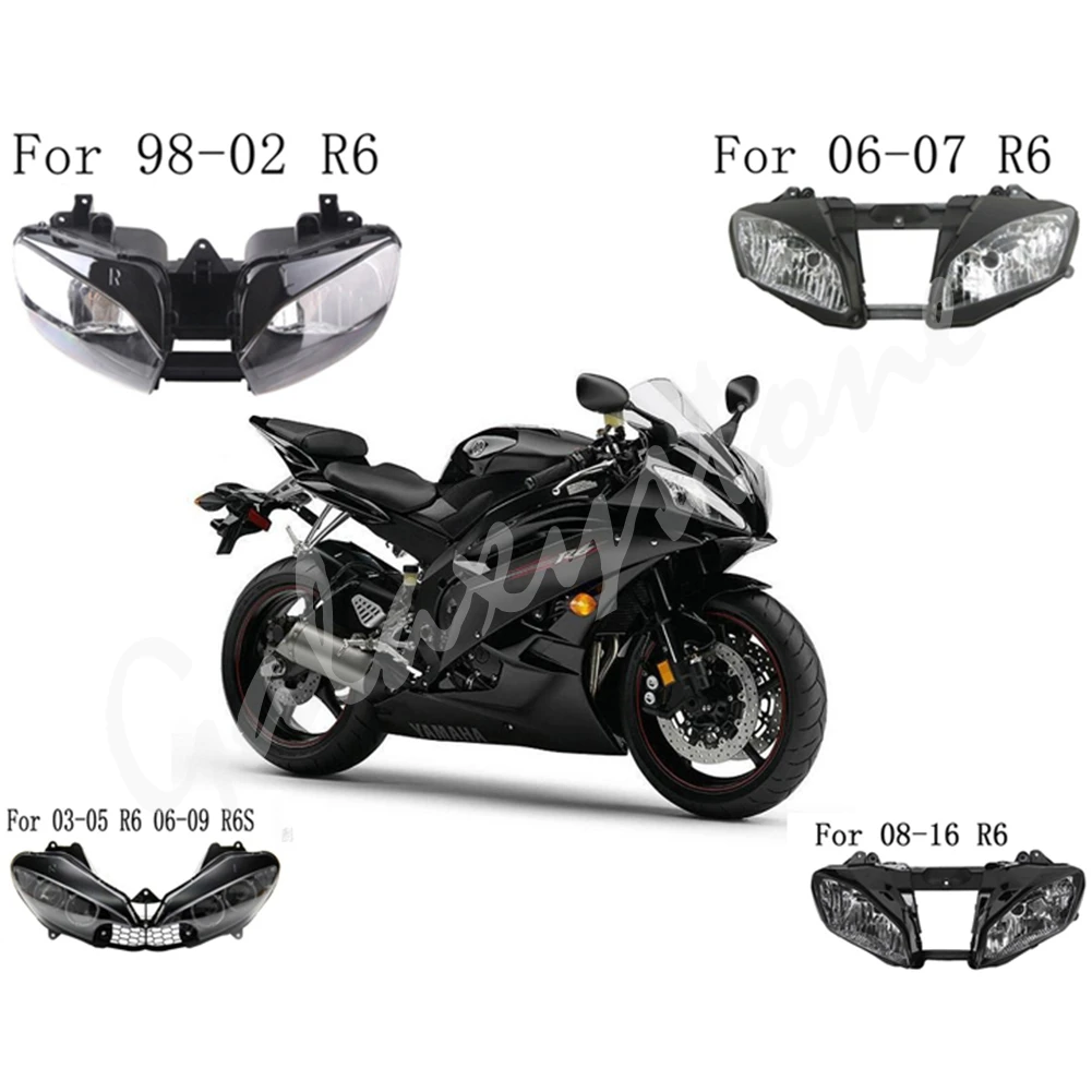 

Motorcycle Headlight Head Lamp For Yamaha YZF R6 Clear 1998-2002 2006 2007 2008-2010 2011 2012 2013 2014 2015 2016