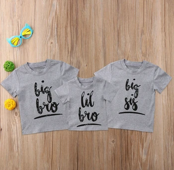 

Kids Baby Boys Girls Clothes Brother Sister Short Sleeve Cotton Short Sleeve Casual Tops T-shirt Boy 0-7T