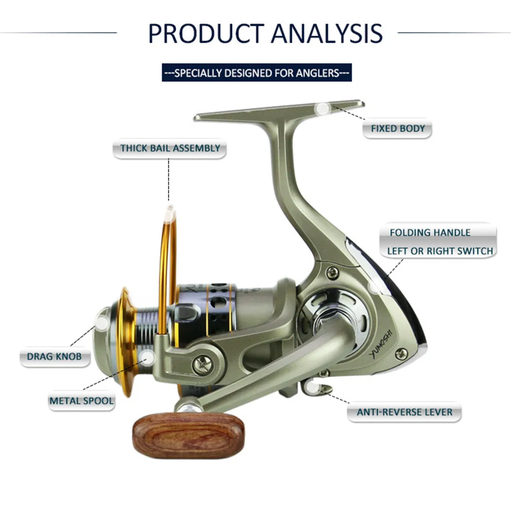 Колеса рыбы спиннинговая катушка 5,5: 1Carretilhas Pescaria Molinete LC1000-7000series спиннинговая катушка для спорта на открытом воздухе baitcasing катушка#15