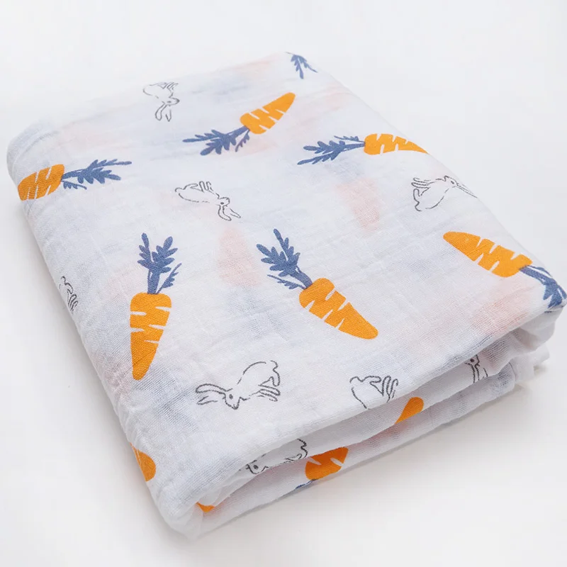 Модное хлопковое детское одеяло для пеленания, аксессуары для детской коляски, детское одеяло для сна - Цвет: yellow carrots