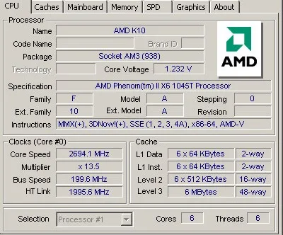 gaming processor AMD Phenom II X6 1045T - HDT45TWFK6DGR  2.7GHz Six-Core CPU Processor Socket AM3 cpu for gaming pc