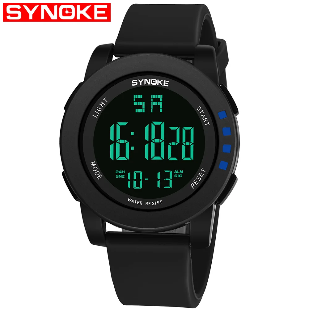 

SYNOKE Brand Men's Watches LED Digital Watch Wrist Watch Black Alarm 50m Waterproof Sport For Relogio Masculino