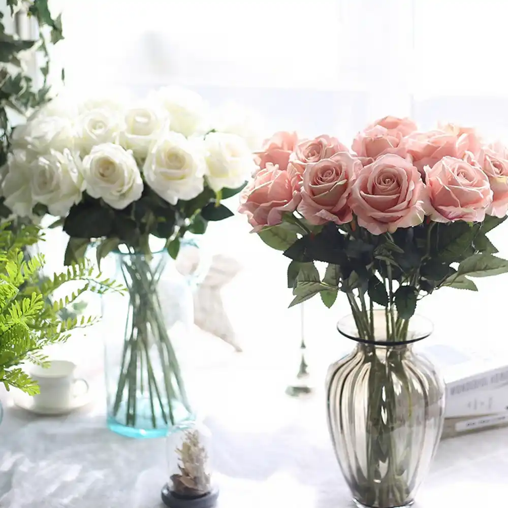 Roses Artificielles En Fausses Fleurs Bouquet Floral De Flanne En Fleurs Bouquet De Mariage Decoratif Pour Maison Fausses Fleurs Sztuczne Kwiaty Aliexpress