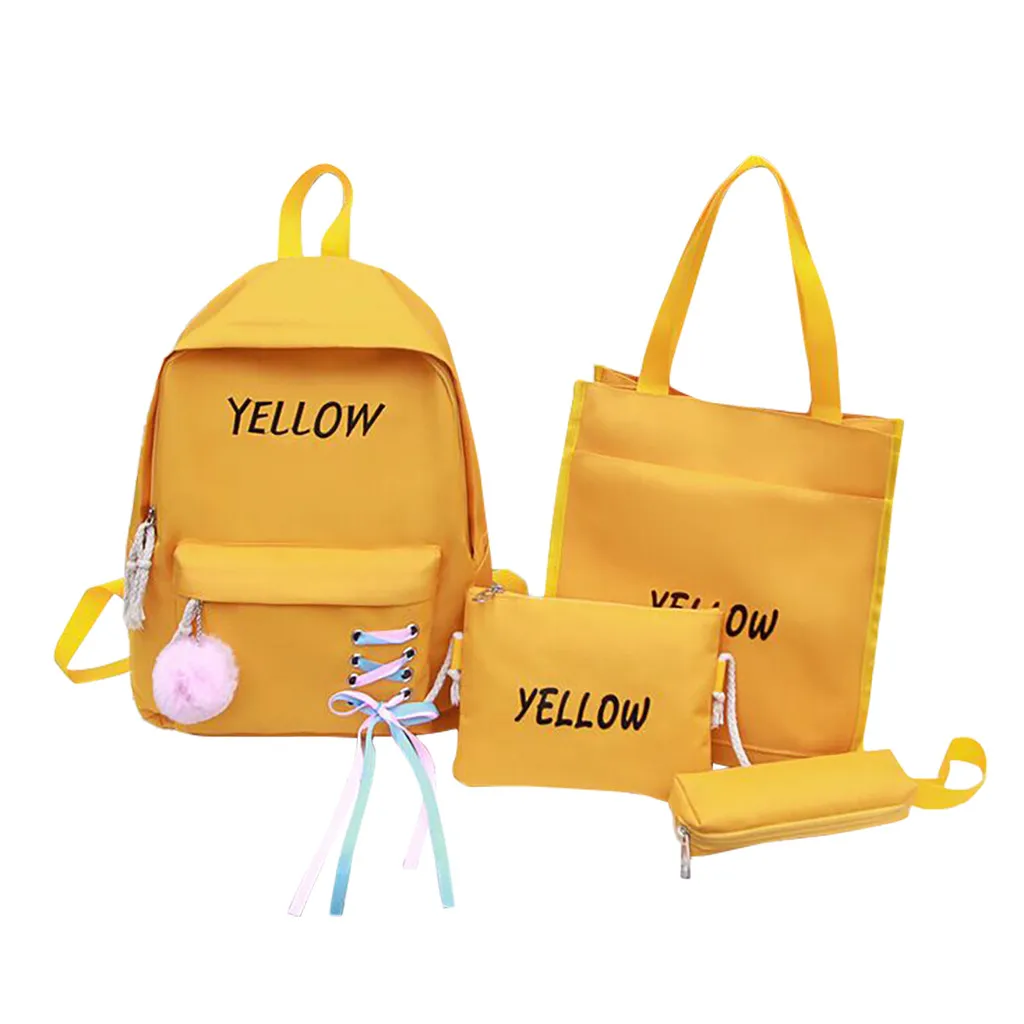 OCARDIAN, 4 шт., ленточная цепь, бант, письмо, Mochila, холщовый рюкзак для путешествий, рюкзаки для отдыха, рюкзаки для подростков, школьный рюкзак