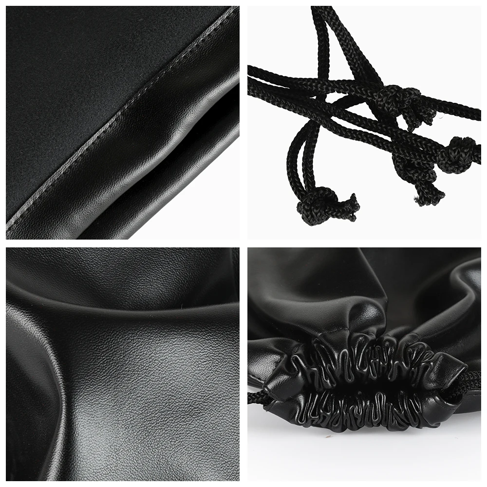 10PCS 4 size Small Earring Ring Packaging Bag Black PU Leather Bag For Jewelry Drawstring Pouches Drawstring Bag for Travel Jewelry Packaging