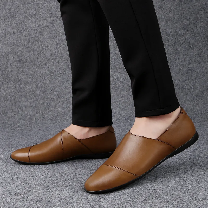 Г., повседневная мужская обувь кожаные вечерние модельные Дышащие Модные свадебные мужские лоферы, мягкие черные коричневые туфли для отдыха в деловом стиле